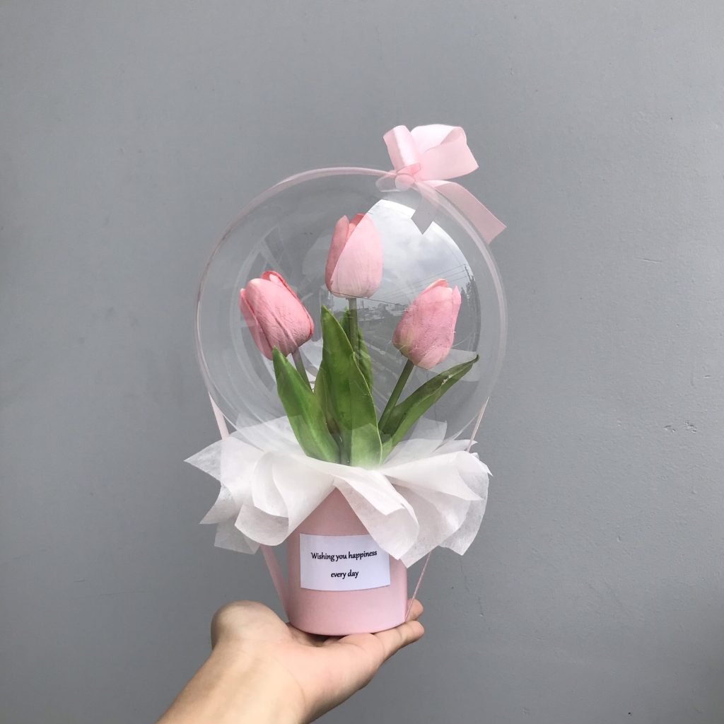 Hộp Hoa Tulip Hồng Cao Cấp